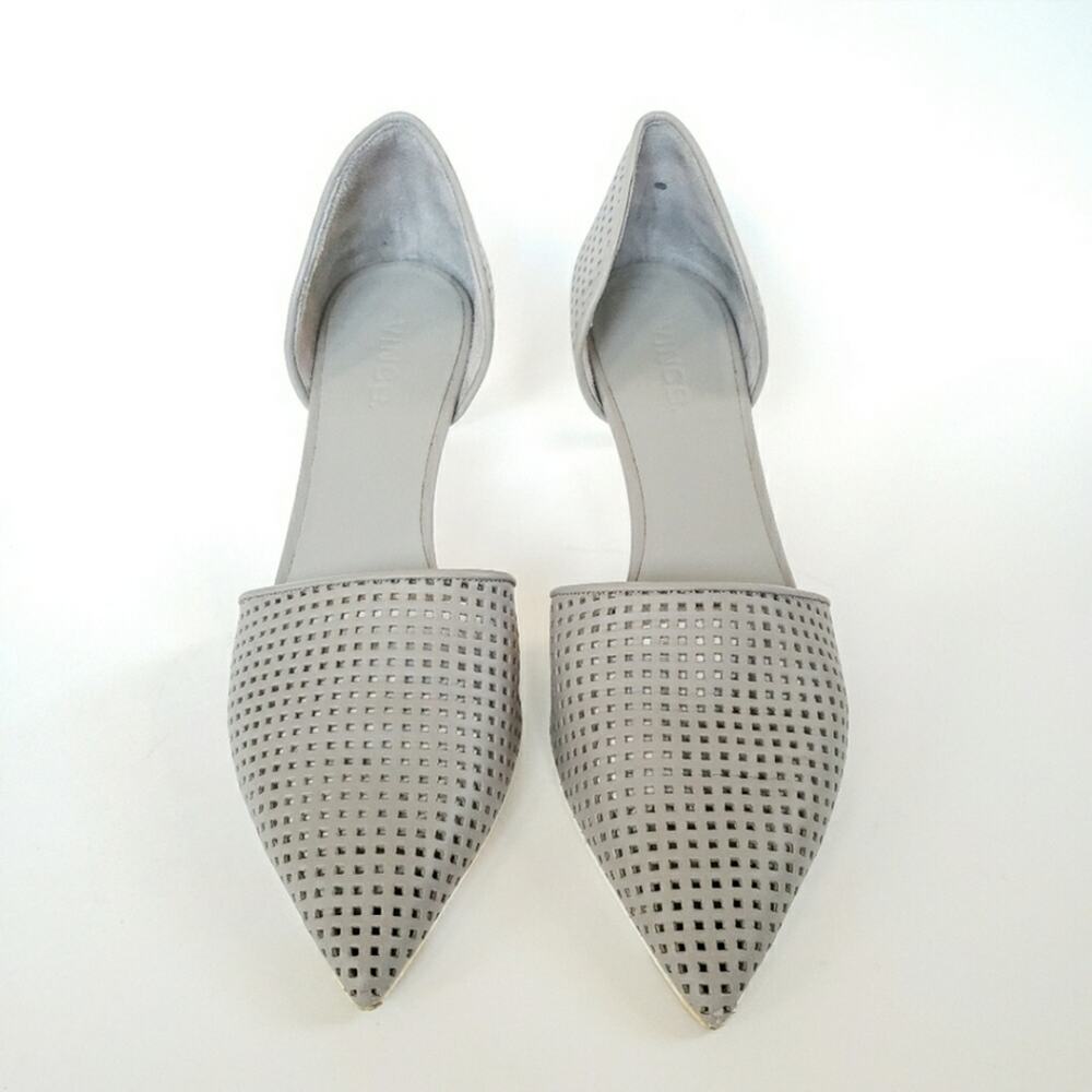 Vince Aurelian Gray Leather D'orsay Heels 10 - Picture 3 of 11